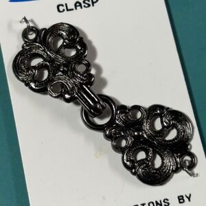 JHB Creative Buttons 1285 Gunmetal Filigree Metal Clasp Fastener 2 Inch Vintage